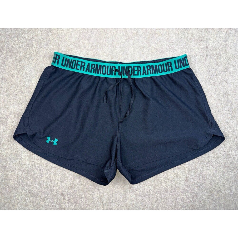 Under Armour HeatGear Women’s L Black/Teal Athletic Shorts Drawstring
